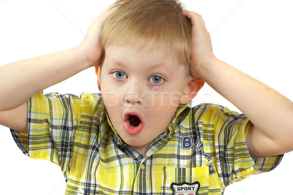 Fiú szőke nő érzelmek gyerekek gyermek haj Stock fotó © cookelma