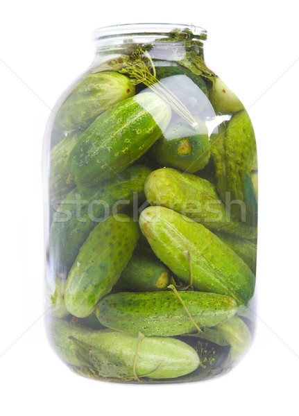 Komkommers glas jar witte achtergrond leven Stockfoto © cookelma