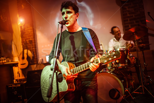 Bant sahne rock müzik konser ışık erkekler Stok fotoğraf © cookelma