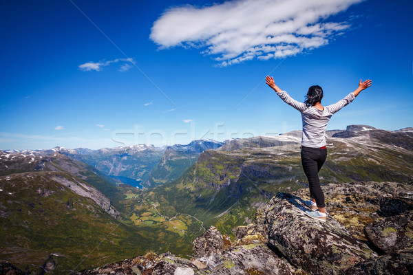 Geiranger fjord, Norway. Tourism vacation and traveling. Stock photo © cookelma