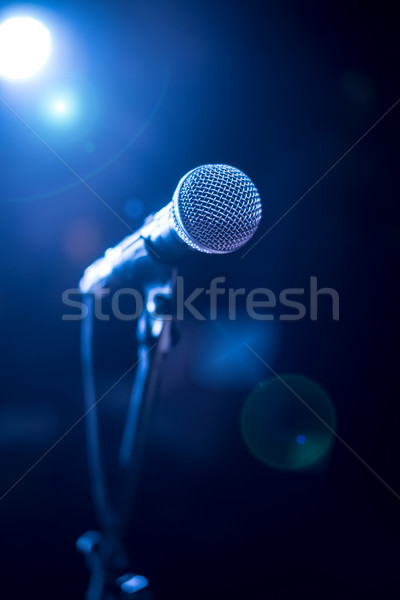Microfoon fase gehoorzaal technologie radio Blauw Stockfoto © cookelma