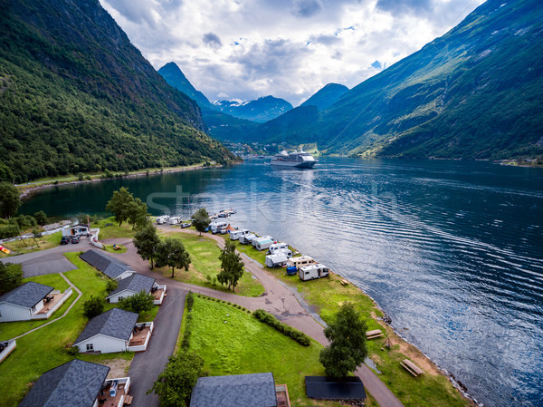 Norvégia légi fotózás gyönyörű természet hosszú Stock fotó © cookelma