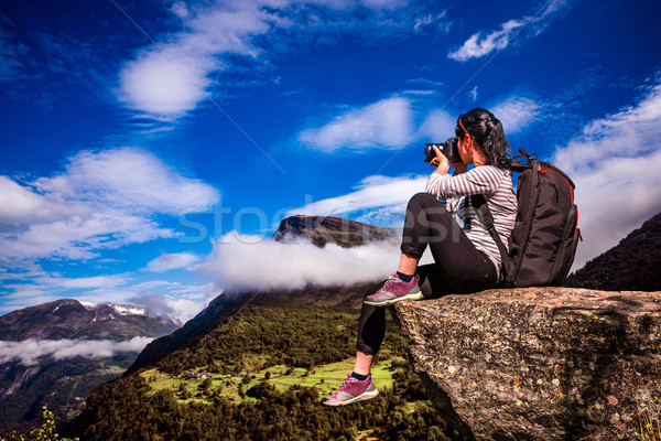 Nature photographe Norvège touristiques caméra permanent [[stock_photo]] © cookelma