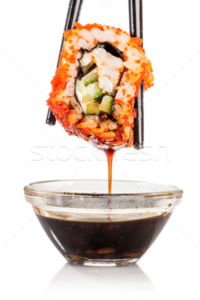 ストックフォト: 寿司 · カリフォルニア · ロール · 白 · 魚 · キッチン
