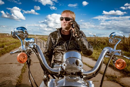 Nina sesión motocicleta gafas de sol mujer Foto stock © cookelma