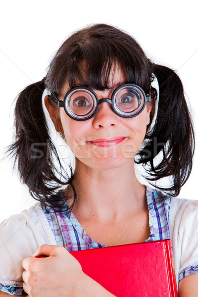 Nerd Student Girl with Textbooks Stock photo © cookelma