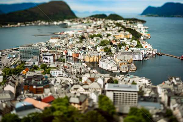 Aksla at the city of Alesund tilt shift lens, Norway Stock photo © cookelma