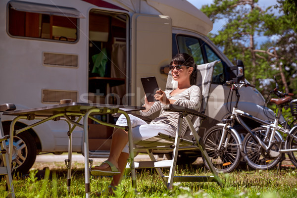 Family vacation travel, holiday trip in motorhome RV Stock photo © cookelma