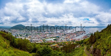 Ville ouest côte Norvège vue hauteur Photo stock © cookelma
