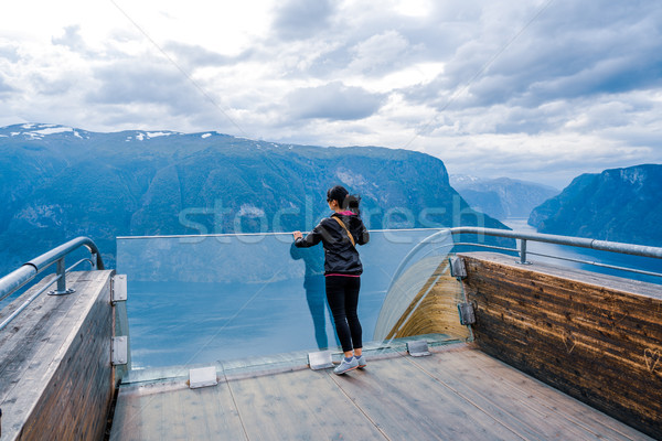 красивой природы Норвегия наблюдение палуба мнение Сток-фото © cookelma