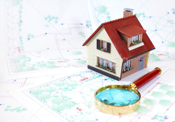 Haus wenig Karte Modell home Schlüssel Stock foto © cookelma