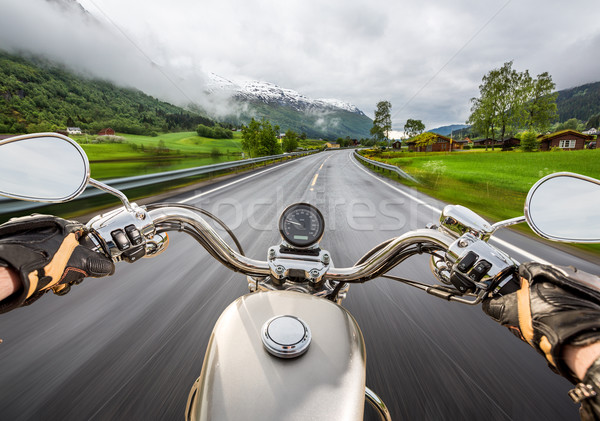 Stock photo: Biker girl First-person view