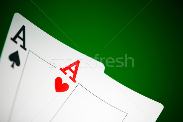 Aces verde joacă Jocuri jocuri de noroc strategie Imagine de stoc © cookelma