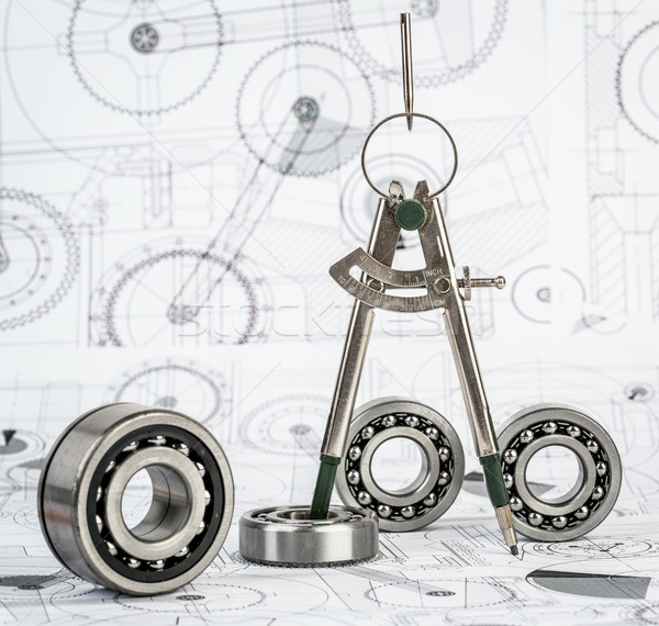 Ball bearings on technical drawing Stock photo © cookelma