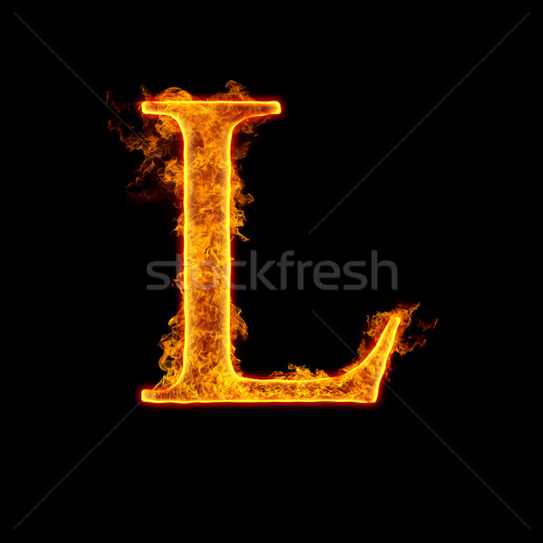 Tűz ábécé l betű izolált fekete absztrakt Stock fotó © cookelma