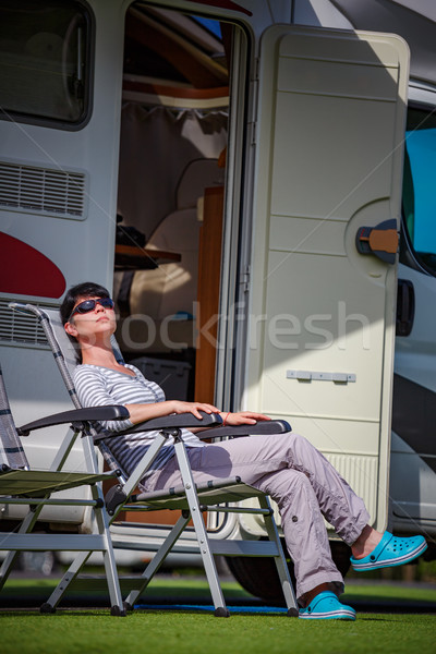 Family vacation travel, holiday trip in motorhome Stock photo © cookelma