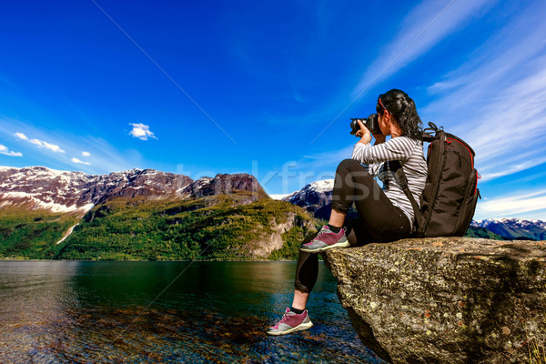 Nature photographe Norvège archipel touristiques caméra [[stock_photo]] © cookelma