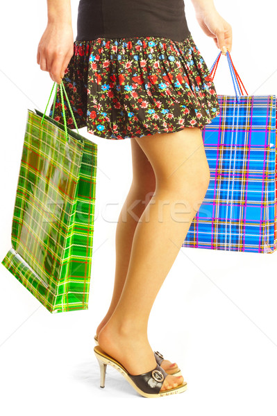 Dziewczyna działalności zakupy rynku stóp buty Zdjęcia stock © cookelma
