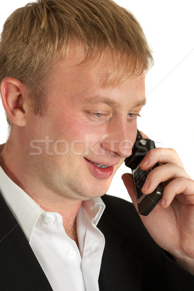 Geschäftsmann Telefon Gespräch Lächeln Mann Arbeit Stock foto © cookelma