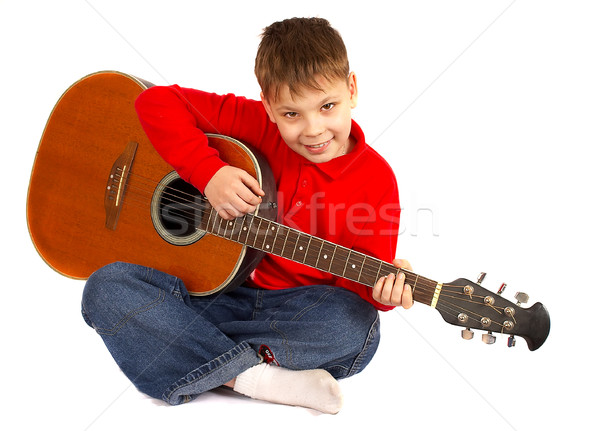 Stock fotó: Fiú · akusztikus · gitár · fehér · zene · férfi · gitár