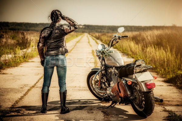 Stock photo: Biker girl