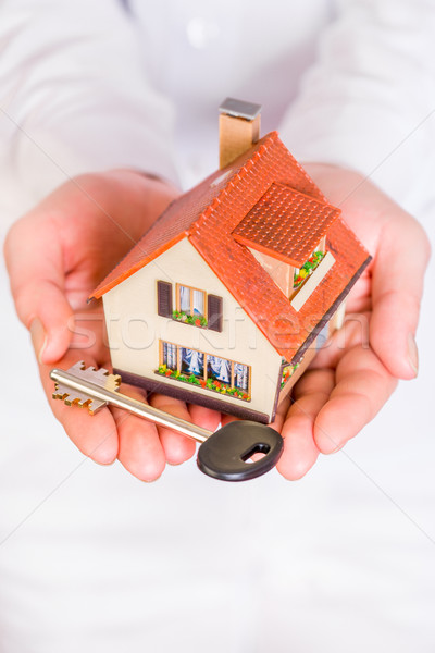 House in human hands Stock photo © cookelma