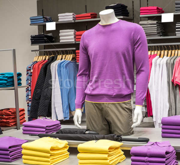Stock photo: Clothing on hangers in shop