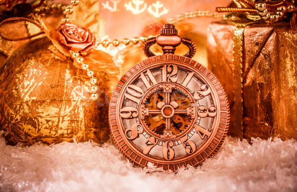 Noël montre de poche still life fête neige métal [[stock_photo]] © cookelma