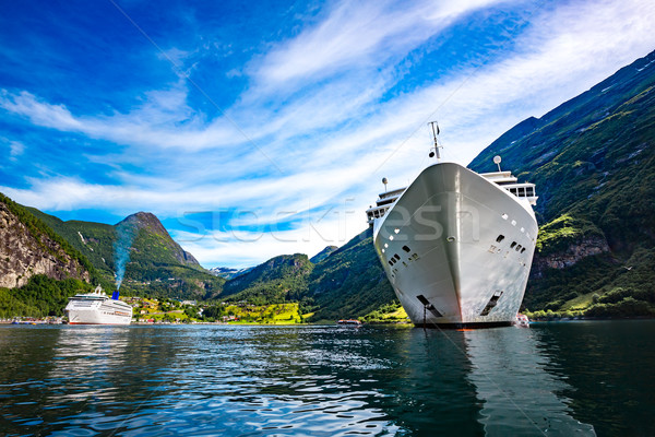 Cruise Liners On Geiranger fjord, Norway Stock photo © cookelma