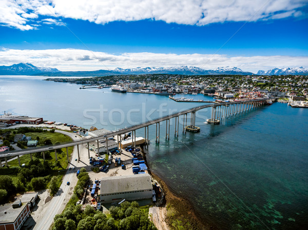 Híd város Norvégia légi fotózás világ Stock fotó © cookelma
