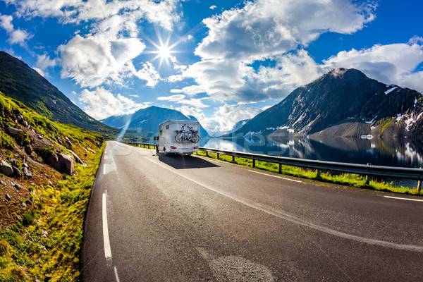 Caravan car travels on the highway. Stock photo © cookelma