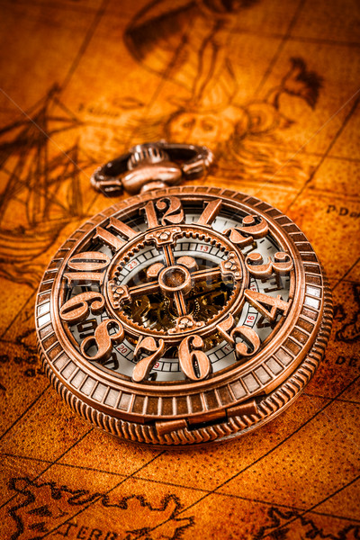 ヴィンテージ 懐中時計 アンティーク 古代 世界地図 地図 ストックフォト © cookelma