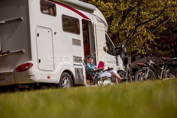 Stock photo: Family vacation travel, holiday trip in motorhome