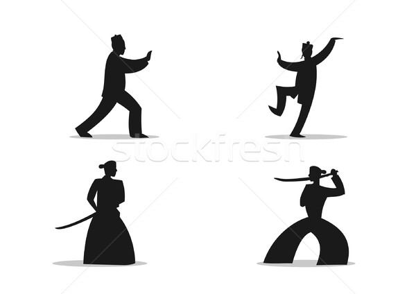  Martial Art Silhouettes - Cartoon - Illustration  Stock photo © coolgraphic