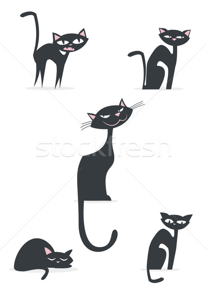 Retro desen animat pisică siluetă vector ilustratii Imagine de stoc © coolgraphic