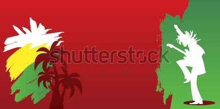 Reggae homme silhouette joueur palmier Photo stock © coolgraphic