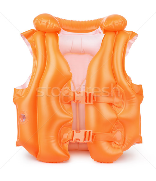 плавать жилет оранжевый надувной изолированный белый Сток-фото © coprid