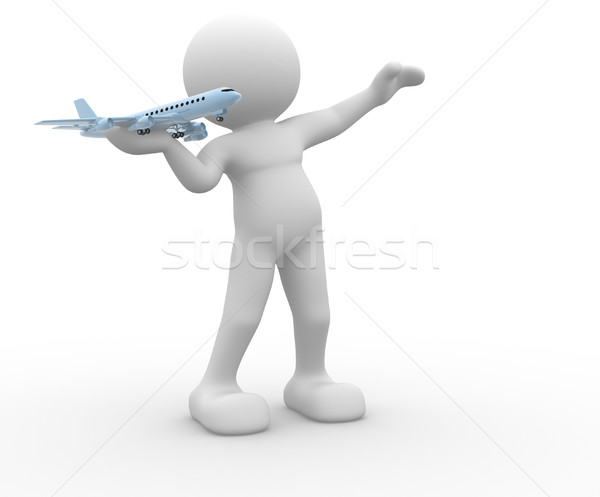 3D-Menschen menschlichen Zeichen Person Flugzeug 3d render Stock foto © coramax