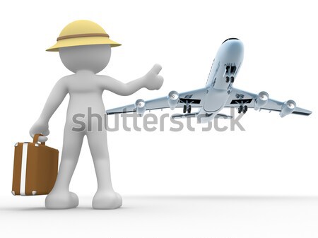 Foto stock: Avión · 3d · personas · hombre · persona · negocios · nino