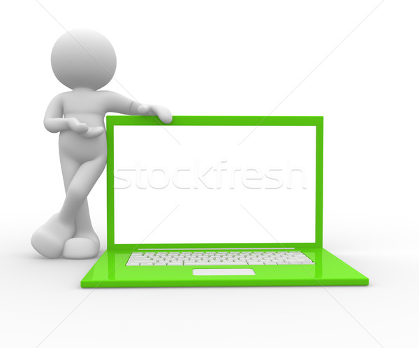 ノートパソコン 3次元の人々 人間 文字 人 3dのレンダリング ストックフォト © coramax