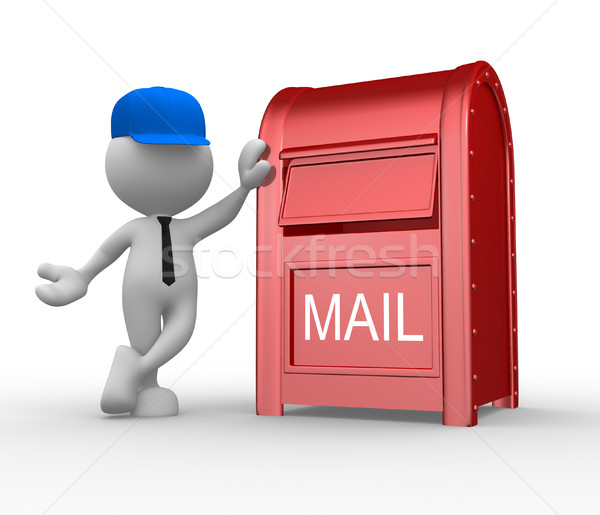 Postas oameni 3d om persoană cutie poştală Imagine de stoc © coramax