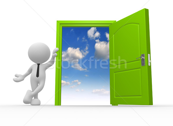 Otwartych drzwi 3d osób człowiek osoby streszczenie blokady Zdjęcia stock © coramax