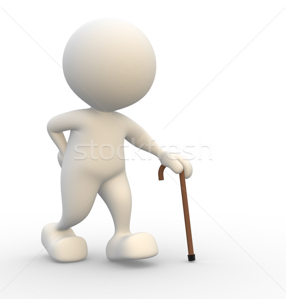 Viejo 3d personas hombre persona caminando palo Foto stock © coramax