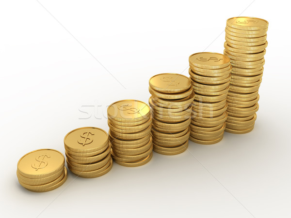 Financiële diagram 3D goud penny Blauw Stockfoto © coramax