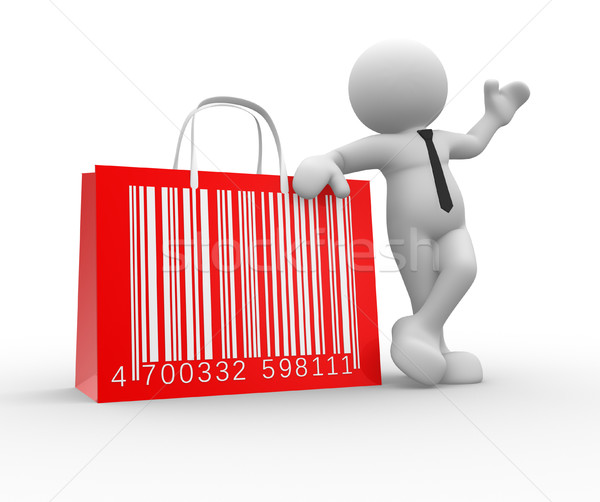 Barcode gens 3d homme personne panier code à barres [[stock_photo]] © coramax