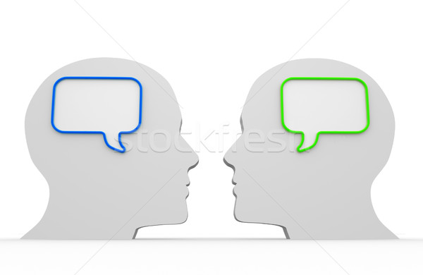 Dialog ludzi głowie pusty Bańka dyskusji Zdjęcia stock © coramax