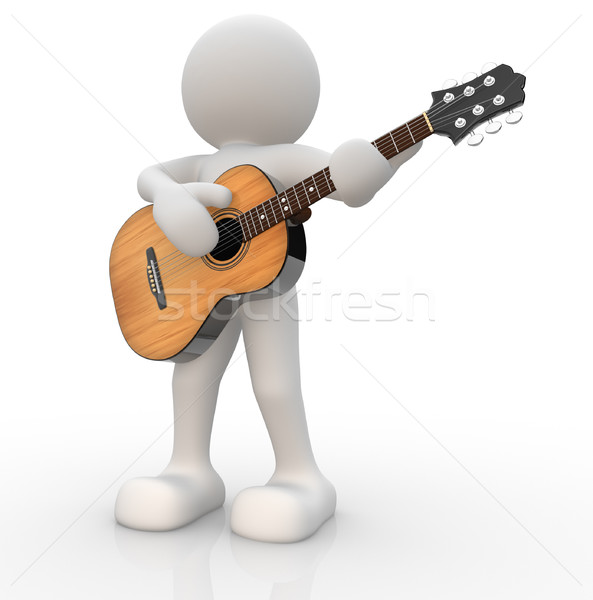 Gitarist 3d insanlar insan karakter kişi akustik gitar Stok fotoğraf © coramax