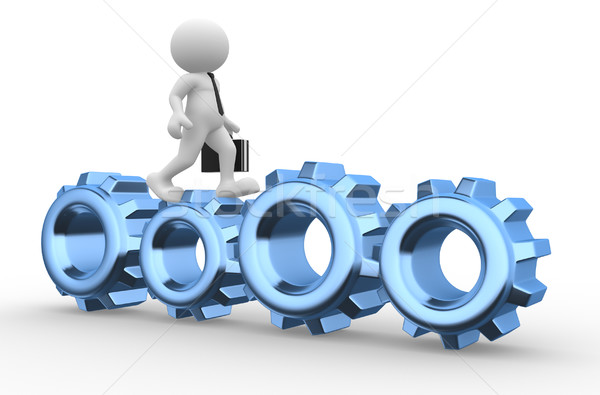 Engrenagem mecanismo 3d pessoas homem pessoa pasta Foto stock © coramax