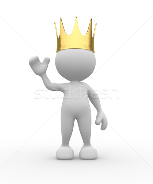 König 3D-Menschen Mann Person golden Krone Stock foto © coramax
