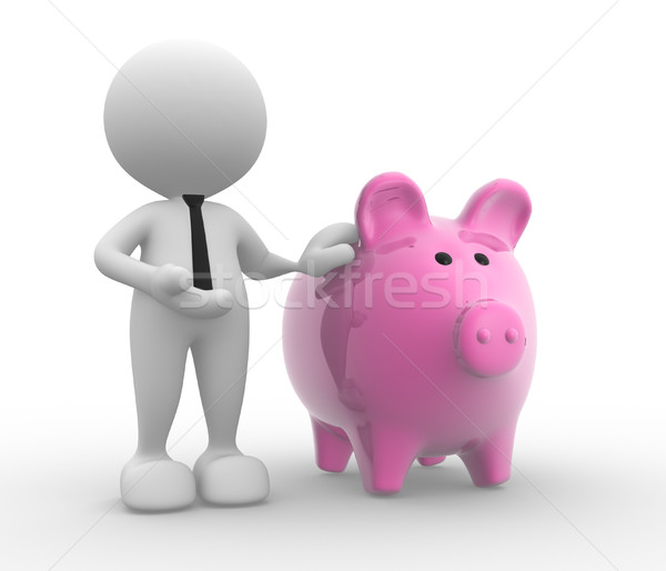 банкир 3d люди человека человек Piggy Bank бизнеса Сток-фото © coramax